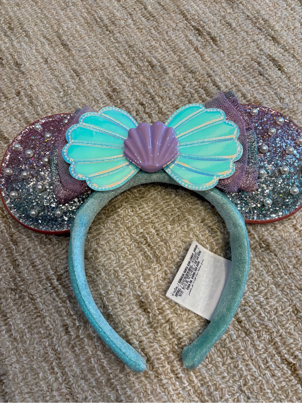 Disney Mermaid Shell Ear Headband - Teal, Purple & Silver Glitter